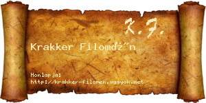 Krakker Filomén névjegykártya